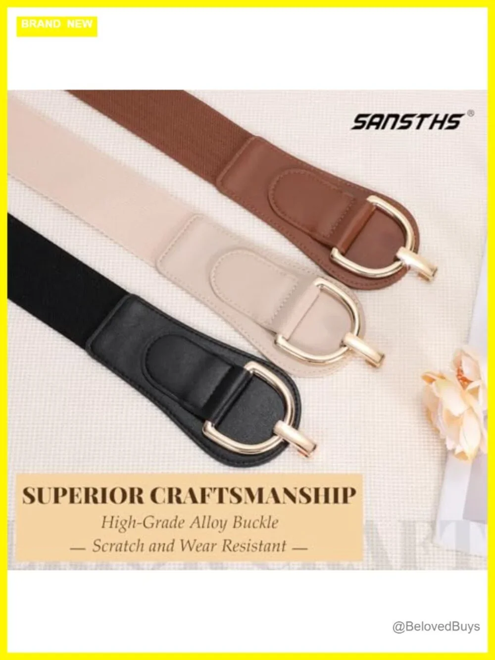 Vintage Women Stretchy Wide Belt Chunky Buckle Elastic Waist Belt